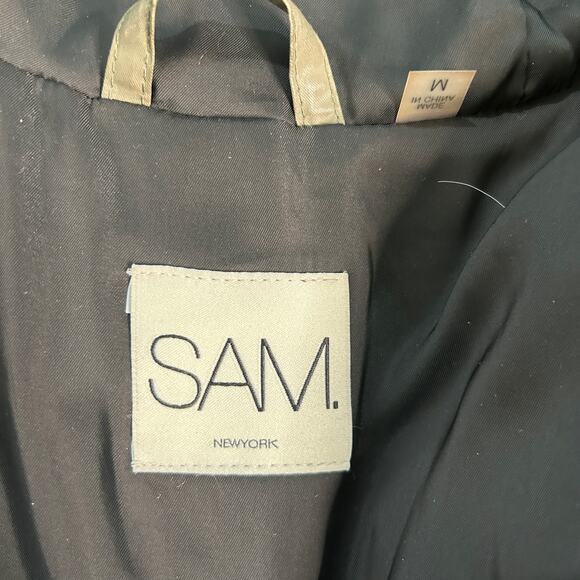 SAM NY Mini Limelight Fox Fur Reversible Vest with Army Green Parka Size Small - Picture 7 of 16